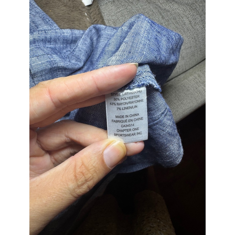 Joie Womens Blue Chambray Sleeveless Button Down Linen Blend Top Size M - Picture 5 of 5
